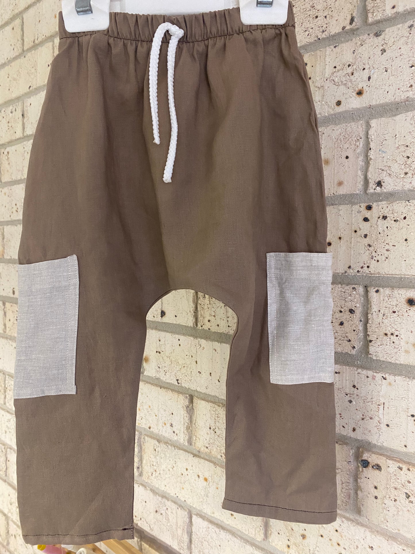 Pants camel linen with pockets