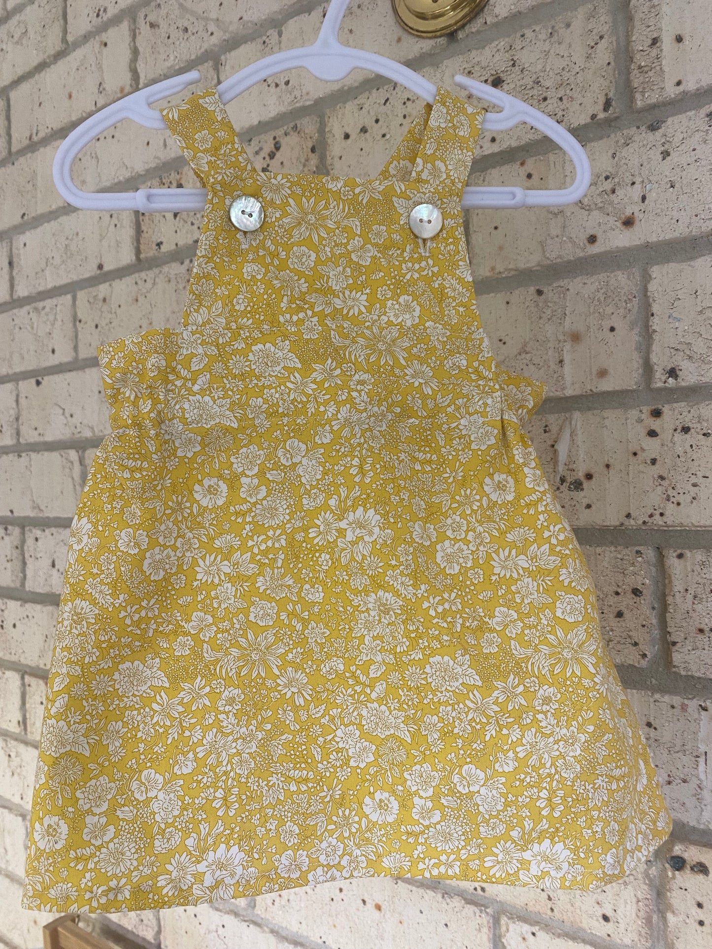 Romper yellow and white flower Liberty fabric